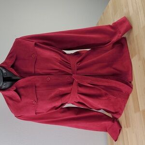 Alfred Dunner Pink suede feel button up w/ belt/tie size 14 Excellent condition